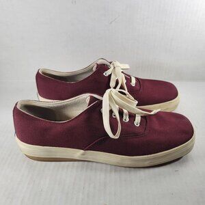 Keds Women Burgundy Lace Up Classic Stretch Athletic Shoes Sneaker Size US 7.5